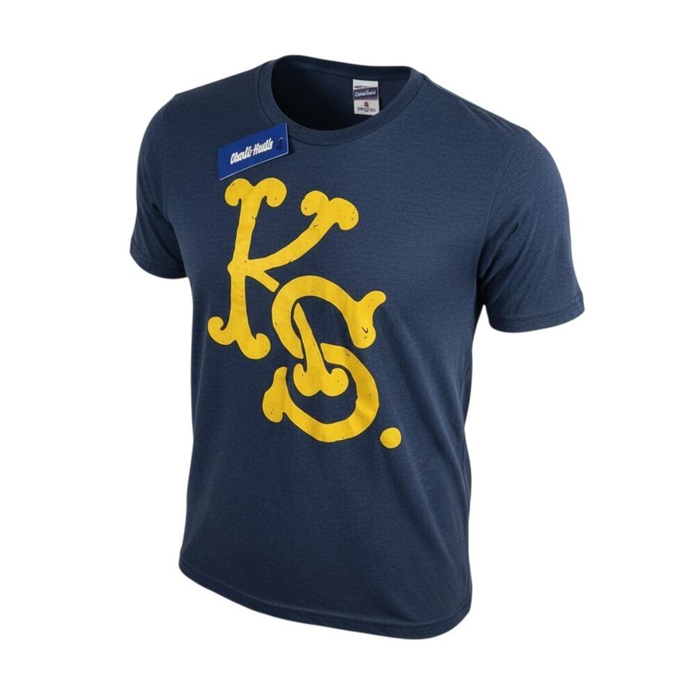 Charlie Hustle Kansas City KS Graphic Tee Blue Size S Vintage Style